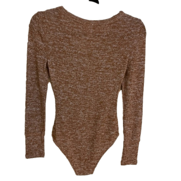 Others Follow Ribbed Knit Button Down Vneck Bodysuit, Size S - Picture 2 of 10